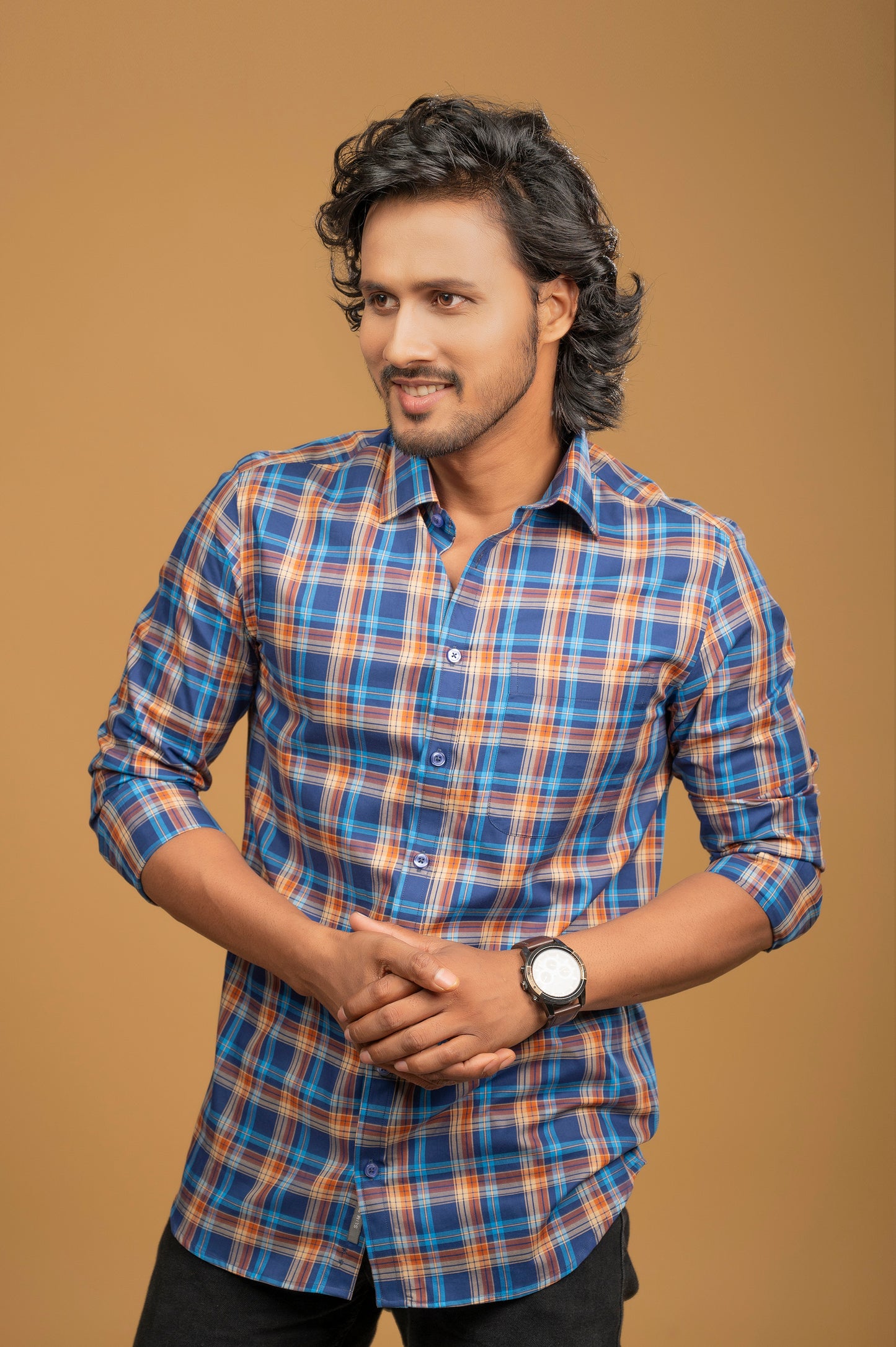 Blue Checkered Twill Shirt