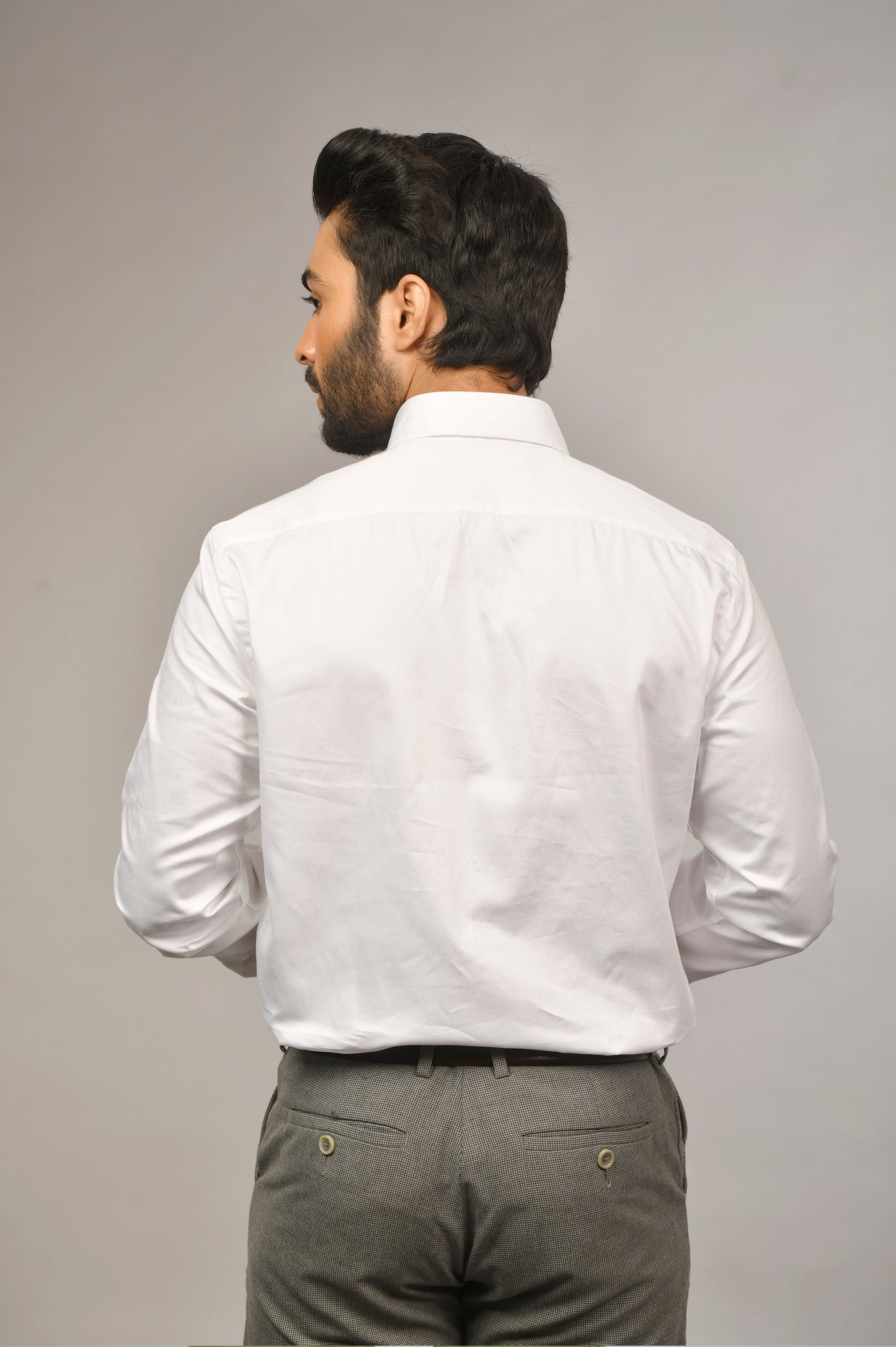 Satin Glow White Slim-fit Classic Shirt