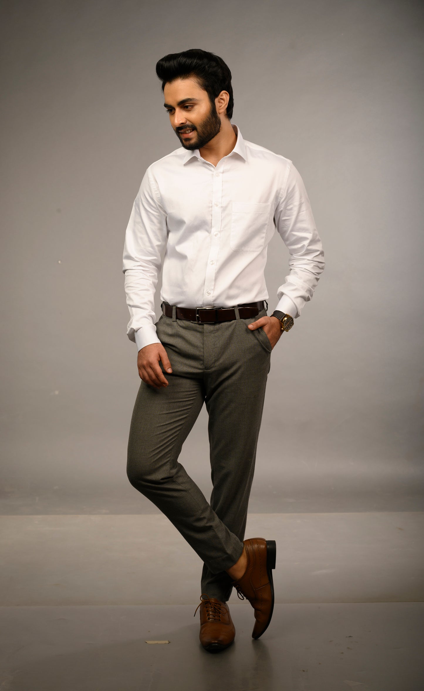 Satin Glow White Slim-fit Classic Shirt