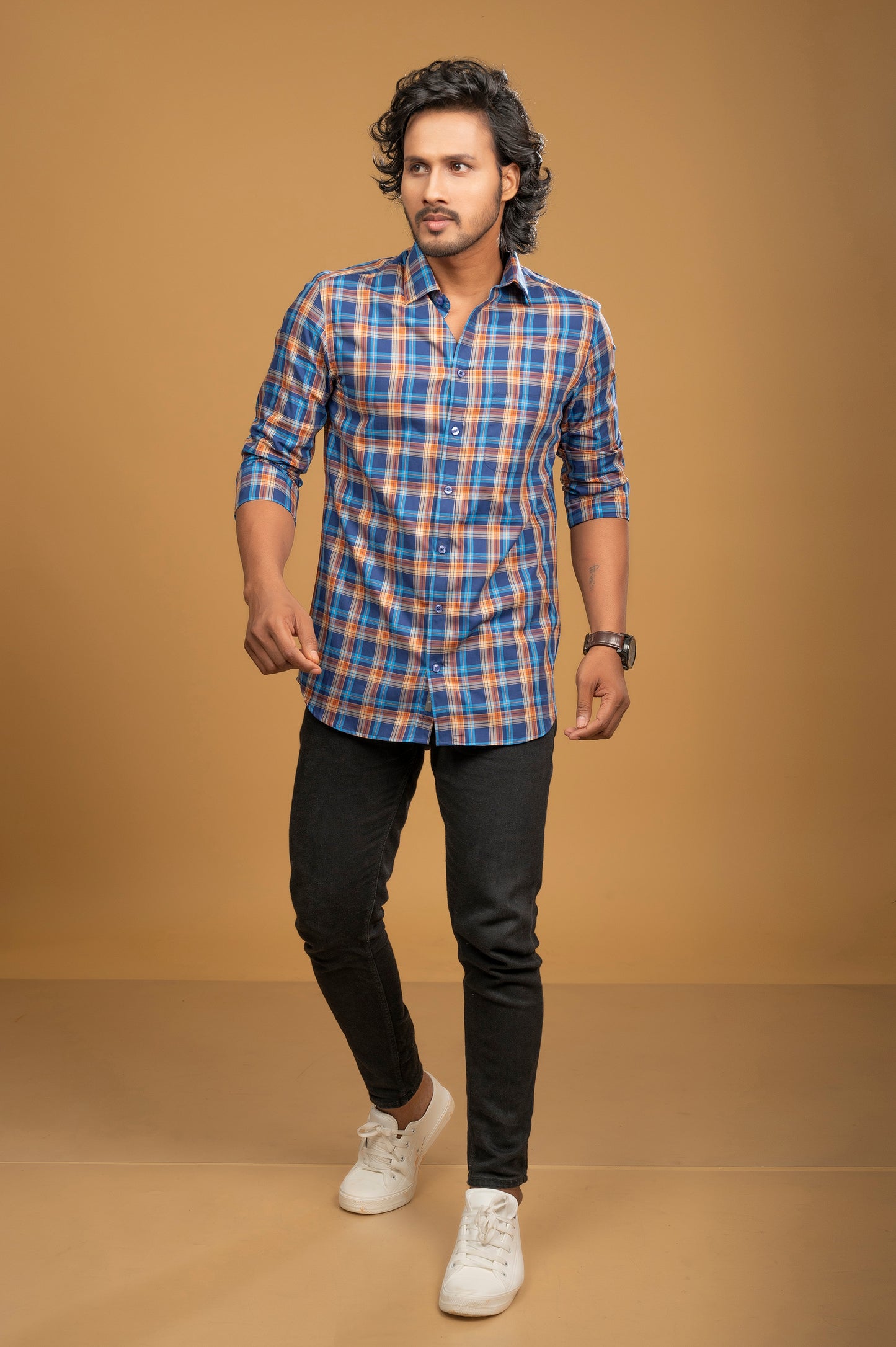 Blue Checkered Twill Shirt