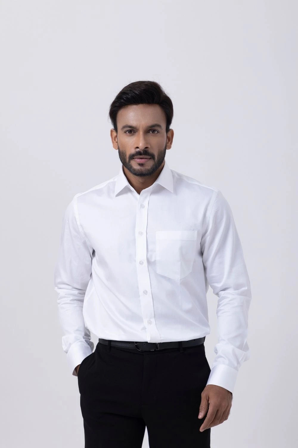 Classic Giza White Regular Shirt by Tailors Cove, perfect for formal and semi-formal occasions.